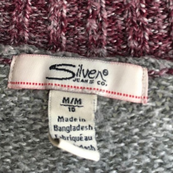 Silver Jeans Co Ladies Medium Grey & Purple Open Front Sweater Cardigan - Picture 2 of 4